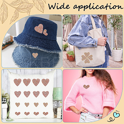 4 Styles Heart Hotfix Rhinestone Iron on Patches Appliques PATC-CP0001-02A-1