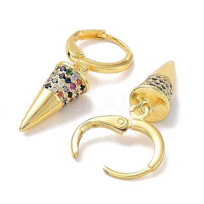 Real 18K Gold Plated Brass Dangle Leverback Earrings EJEW-L269-029G-1