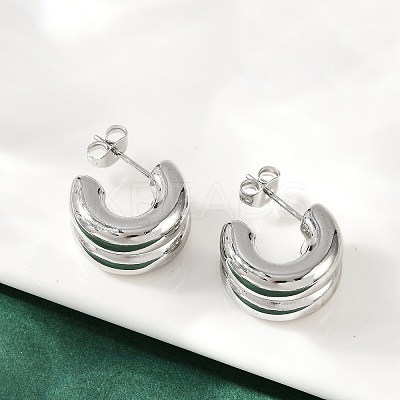 304 Stainless Steel C-Shaped Stud Earrings EJEW-S272-01P-1