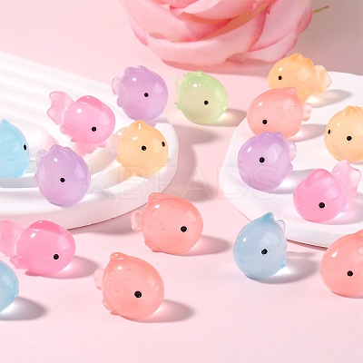 60Pcs 6 Colors Luminous Resin Fish Ornaments AJEW-SZ0002-62-1