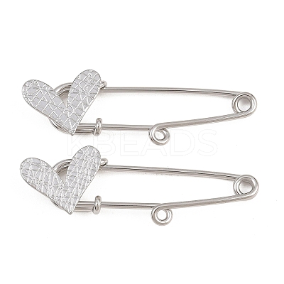 Crisscross Heart 304 Stainless Steel Safety Pins Brooch Findings SA-CBA098D-15E-P01-1