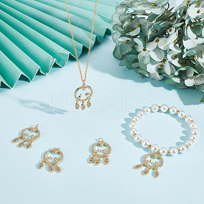 Rack Plating Brass Micro Pave Clear Cubic Zirconia Pendants ZIRC-BBC0001-23-1