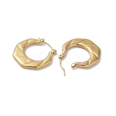 Hexagon 201 Stainless Steel Half Hoop Earrings for Women EJEW-G385-27G-1