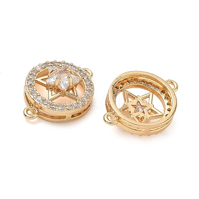 Brass Micro Pave Clear Cubic Zirconia Connector Charms CU-CBA3F77-09G-1