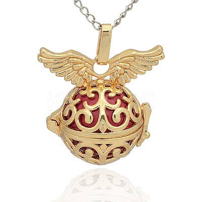 Golden Tone Brass Hollow Round Cage Pendants KK-J234-09G-1