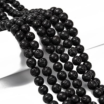 Natural Lava Rock Round Bead Strands LS-G-M169-8mm-03-1