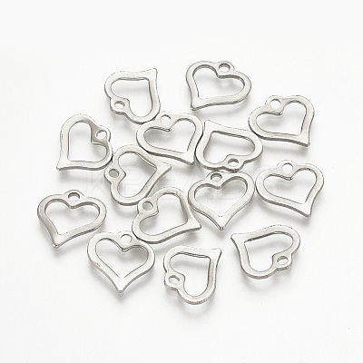 Tarnish Resistant 304 Stainless Steel Open Heart Charms LS-STAS-T015-10-1