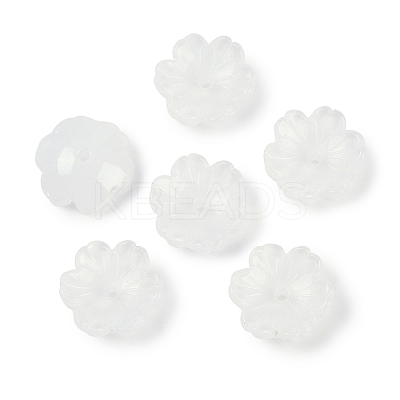 Transparent Spray Paint Glass Bead Caps GLAA-H035-04A-1