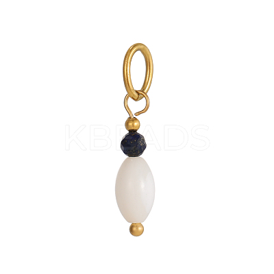 Natural Lapis Lazuli Faceted Round & Shell Pendants G-OY009-86G-1