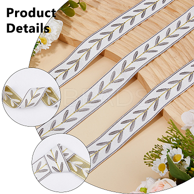 12.75M Polyester Leaf Pattern Ribbon OCOR-DC0001-28A-1
