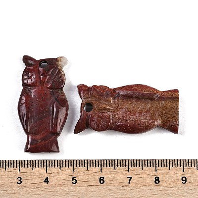Natural Red Jasper Owl Carved Pendants G-C157-01A-1