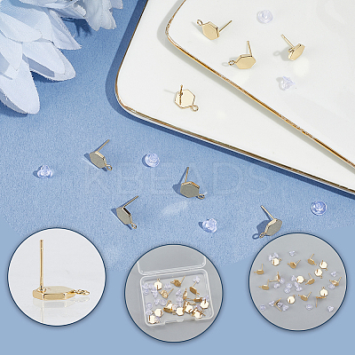 Brass Stud Earring Findings KK-BBC0028-29A-1