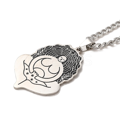 Yoga Theme 201 Stainless Steel Enamel Pendant Necklaces LS-NJEW-D066-07A-P-1