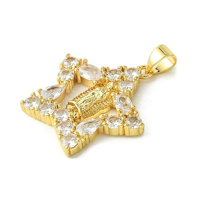 Brass Micro Pave Clear Cubic Zirconia Pendants KK-H472-38B-G-1