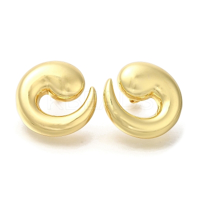 Rack Plating Big Conch Snail Brass Stud Earrrings EJEW-L097-09G-1