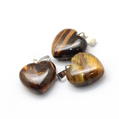 Heart Natural Tiger Eye Pendants X-G-Q371-06-1