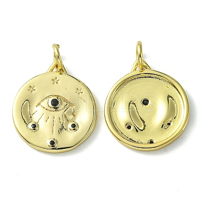Rack Plating Brass Micro Pave Cubic Zirconia Pendants KK-K332-04G-1