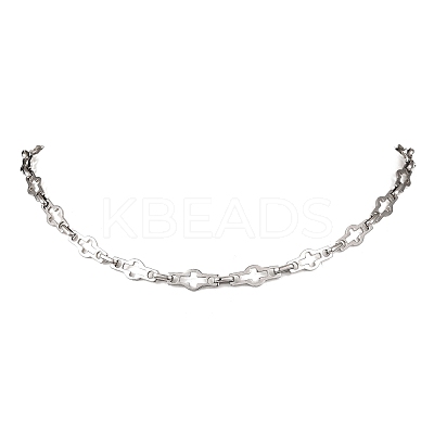 304 Stainless Steel Cross Link Chain Necklaces for Women Men NJEW-JN05432-01-1