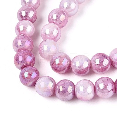 Electroplate Opaque Glass Beads Strands LS-EGLA-T026-8mm-05J-1