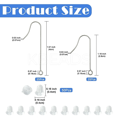 100Pcs 3 Styles 316 Surgical Stainless Steel Earring Hooks FIND-YW0005-50-1