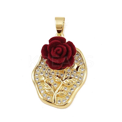 Brass Micro Pave Cubic Zirconia Pendants KK-P323-06G-02-1