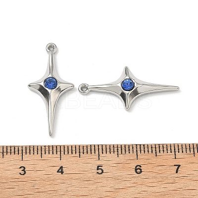 304 Stainless Steel Rhinestone Pendants STAS-L308-04B-P-1
