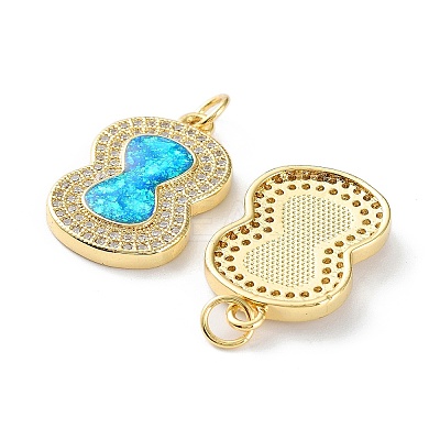 Rack Plating Brass Micro Pave Cubic Zirconia Pendants KK-C041-22G-1