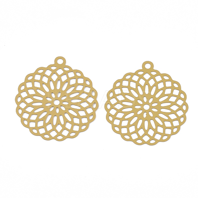430 Stainless Steel Filigree Pendants STAS-T042-02D-1