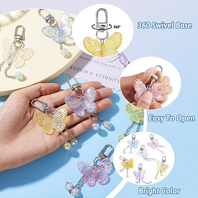Butterfly Acrylic Pendant Decoration HJEW-TAC0056-1