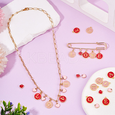 32Pcs 5 Styles Golden Plated Alloy Enamel Charms ENAM-TA0003-13A-1