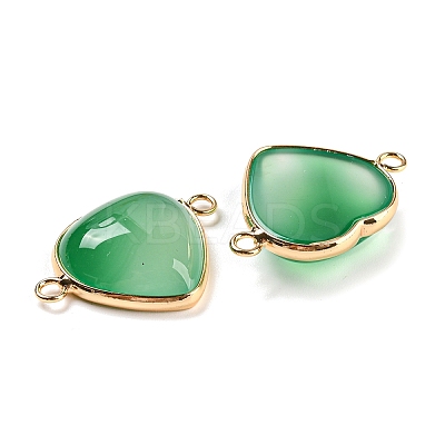 Natural Dyed & Heated Green Onyx Agate Connector Charms G-Q006-06B-G-1
