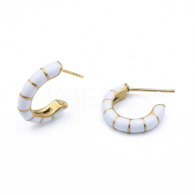 Enamel C-shape Stud Earrings EJEW-N052-05C-1