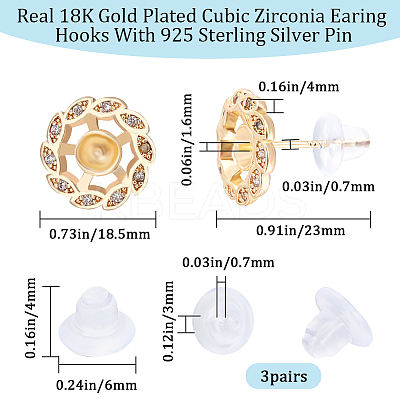 6Pcs Brass Micro Pave Cubic Zirconia Stud Earrings Settings KK-BBC0008-69B-1