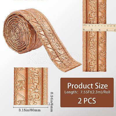 2Pcs Foam 3D Self-Adhesive Waterproof Wallpaper Border DIY-GF0010-19B-1