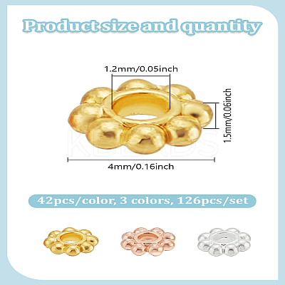 126Pcs 3 Colors Zinc Alloy Spacer Beads FIND-LP0001-12-1