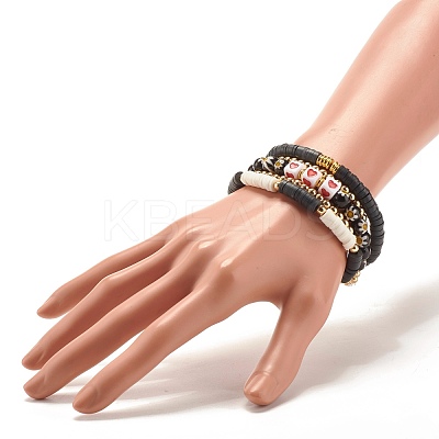 5Pcs 5 Style Polymer Clay Heishi Beaded Stretch Bracelets Set BJEW-JB07532-01-1