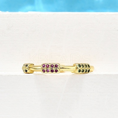 Brass Micro Pave Cubic Zirconia Cuff Rings for Women RJEW-H247-08G-1