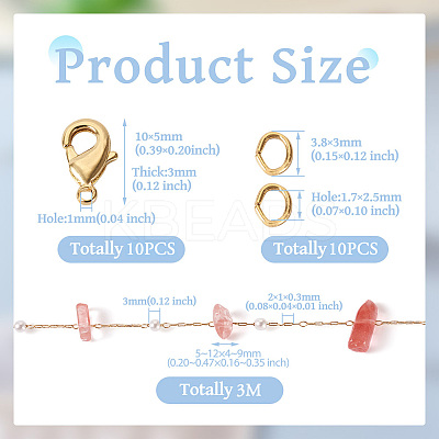 3m Natural Rose Quartz Chips & ABS Plastic Imitation Pearl Beaded Chains Necklace Making Kits CHC-TA0001-30B-1