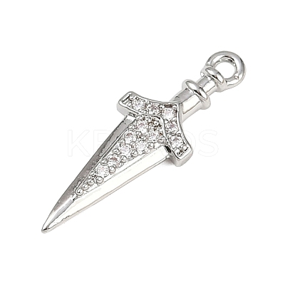 Brass Micro Pave Clear Cubic Zirconia Pendants KK-L238-14P-1