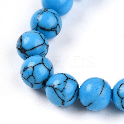 Synthetic Bklue Turquoise Beads Stretch Bracelets BJEW-T022-04J-1
