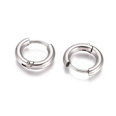 Tarnish Resistant 304 Stainless Steel Huggie Hoop Earrings LS-EJEW-G272-01-8mm-P-1
