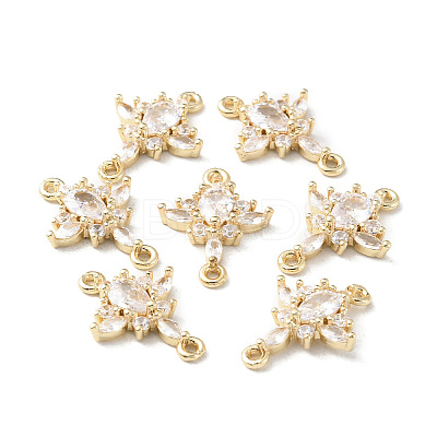 Brass Pave Clear Cubic Zirconia Connector Charms X-KK-G462-04KCG-1