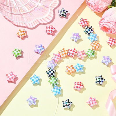 Electroplate Printed Opaque Acrylic Beads MACR-CJC0004-35-1-1