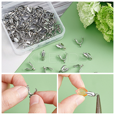 100Pcs 304 Stainless Steel Pinch Bails STAS-DC0010-49-1