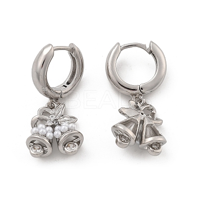 Brass Micro Pave Clear Cubic Zirconia Hoop Earrings EJEW-R016-06P-1