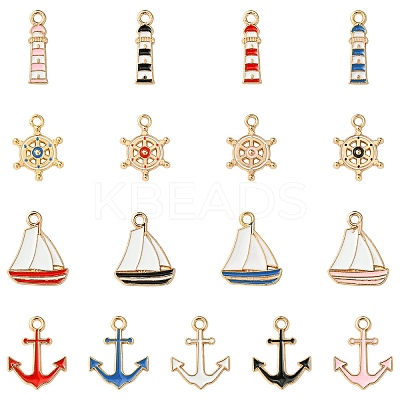 85Pcs 17 Styles Nautical Theme Alloy Enamel Pendants FIND-CJ0003-43-1