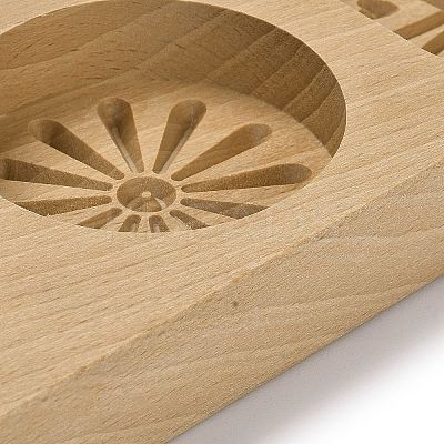 Flower Pattern Beech Wooden Press Mooncake Mold LS-WOOD-K010-04A-1