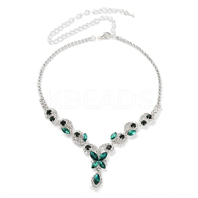 Horse Eye Alloy Rhinestone Necklaces & Stud Earring Sets for Women SJEW-U001-01P-06-1