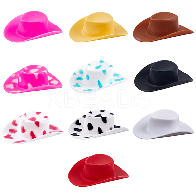 40Pcs 10 Styles Plastic Mini Western Cowboy Cowgirl Hat DOLL-CP0001-04-1