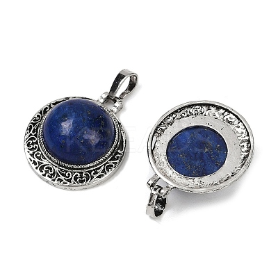 Dyed Natural Lapis Lazuli Half Round Pendants PALLOY-R159-01AS-09-1